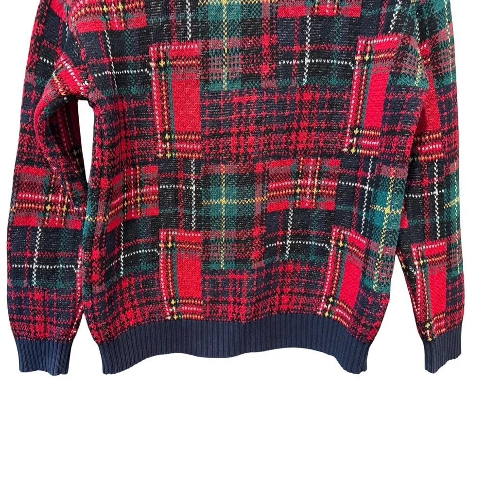 Old Navy Kids XL 14-16 Festive Crew Neck Plaid Sweater Red Green